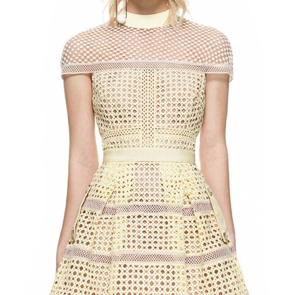 self portrait crosshatch midi dress